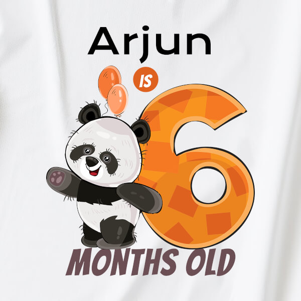 Custom Baby is 6 Months Old Cute Panda Monthly Birthday Tshirt Design