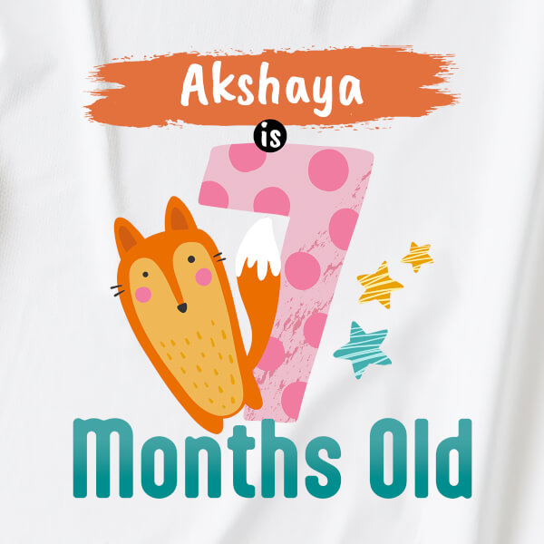 Custom Baby is 7 Months Old Monthly Birthday Tshirt Design