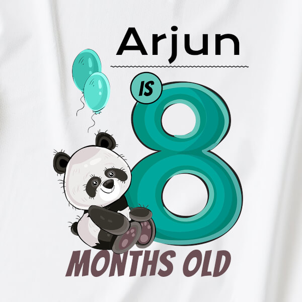 Custom Baby is 8 Months Old Cute Panda Monthly Birthday Tshirt Design