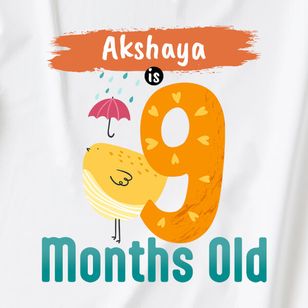 Custom Baby is 9 Months Old Monthly Birthday Tshirt Design