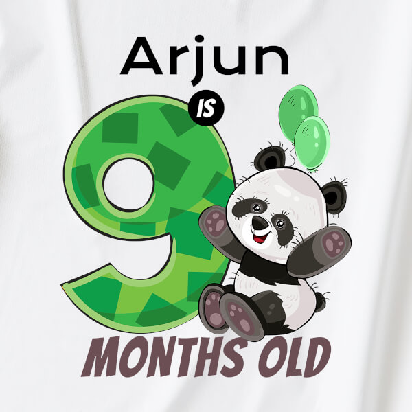 Custom Baby is 9 Months Old Cute Panda Monthly Birthday Tshirt Design