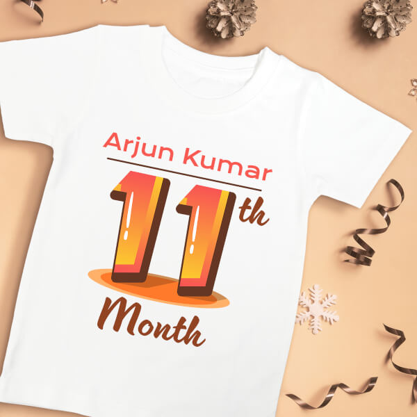 Custom 11th Month of The Baby Monthly Birthday Tshirt Design