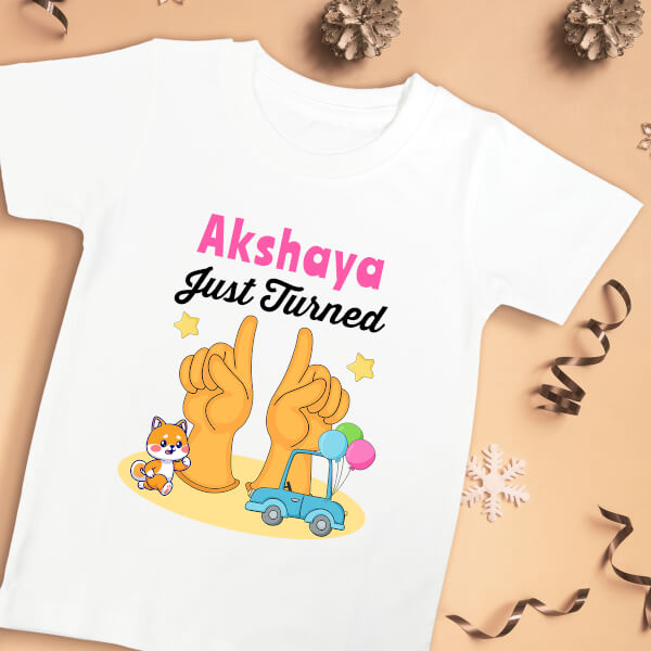 Custom Just Turned 11 Monthly Birthday Tshirt Design