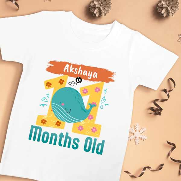 Custom Baby is 11 Months Old Monthly Birthday Tshirt Design