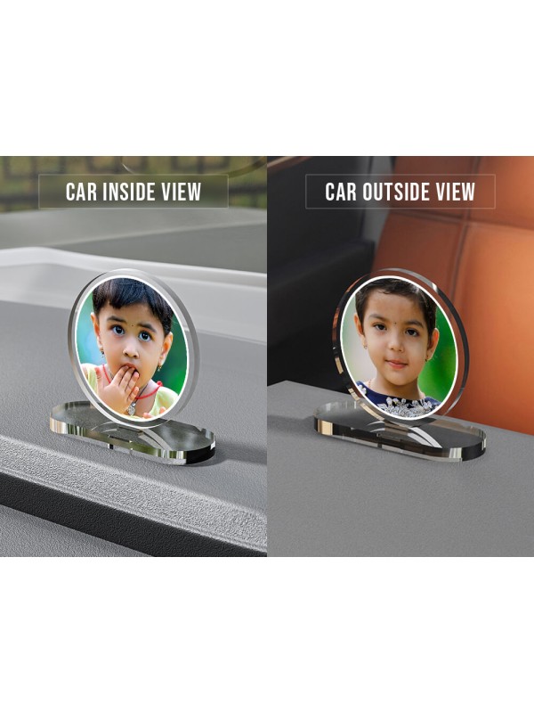 Full Pic Upload Design: Round Shaped Acrylic Dashboard Photo Stand with Image Printing