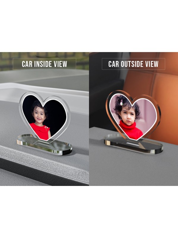 Full Pic Upload Design: Love Shaped Acrylic Dashboard Photo Stand with Image Printing