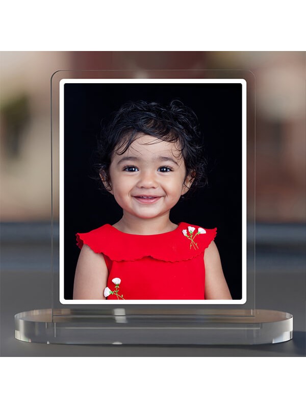 Full Pic Upload Design: Portrait Acrylic Dashboard Photo Stand with Single Sided Image Printing