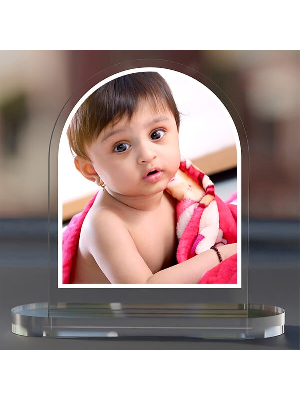 Full Pic Upload Design: Dome Acrylic Dashboard Photo Stand with Single Sided Image Printing 