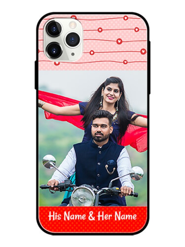Custom Apple iPhone 11 Pro Max Personalized Glass Phone Case  - Red Pattern Case Design
