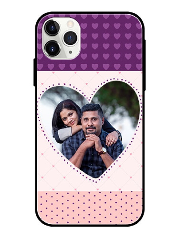 Custom Apple iPhone 11 Pro Max Custom Glass Phone Case  - Violet Love Dots Design