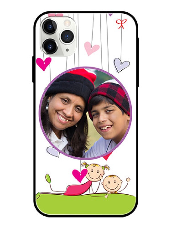 Custom Apple iPhone 11 Pro Max Photo Printing on Glass Case  - Cute Kids Phone Case Design