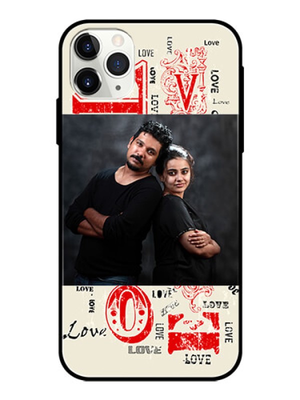Custom Apple iPhone 11 Pro Max Photo Printing on Glass Case  - Trendy Love Design Case