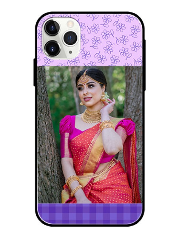Custom Apple iPhone 11 Pro Max Custom Glass Phone Case  - Purple Floral Design