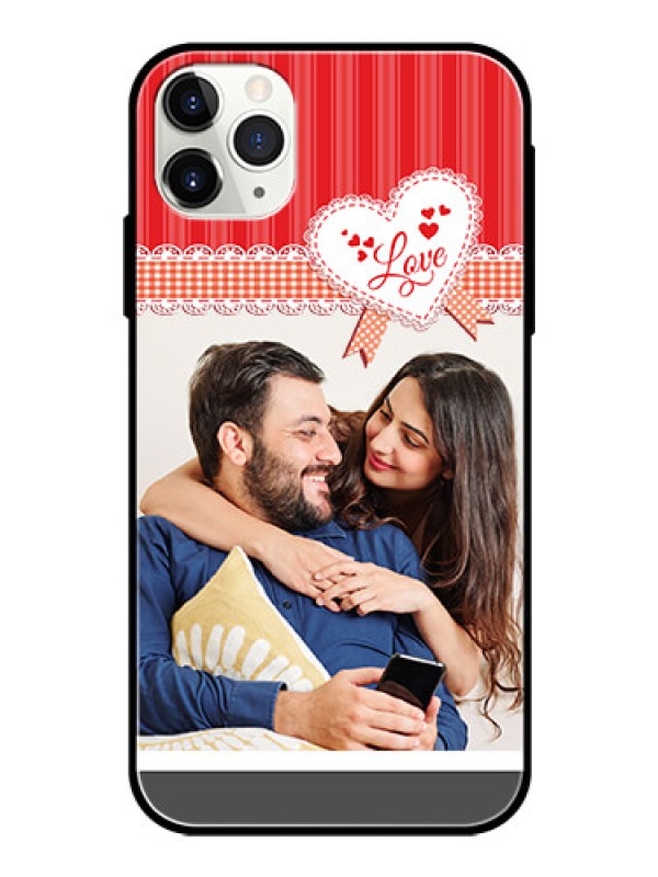 Custom Apple iPhone 11 Pro Max Custom Glass Mobile Case  - Red Love Pattern Design