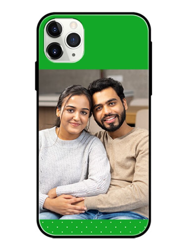 Custom Apple iPhone 11 Pro Max Personalized Glass Phone Case  - Green Pattern Design