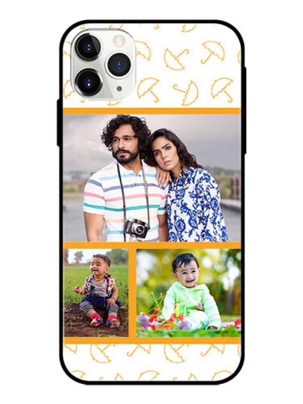 Custom Apple iPhone 11 Pro Max Custom Glass Mobile Case  - Yellow Pattern Design