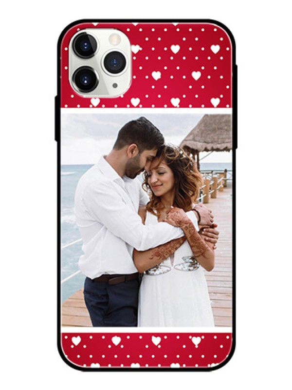 Custom Apple iPhone 11 Pro Max Photo Printing on Glass Case  - Hearts Mobile Case Design