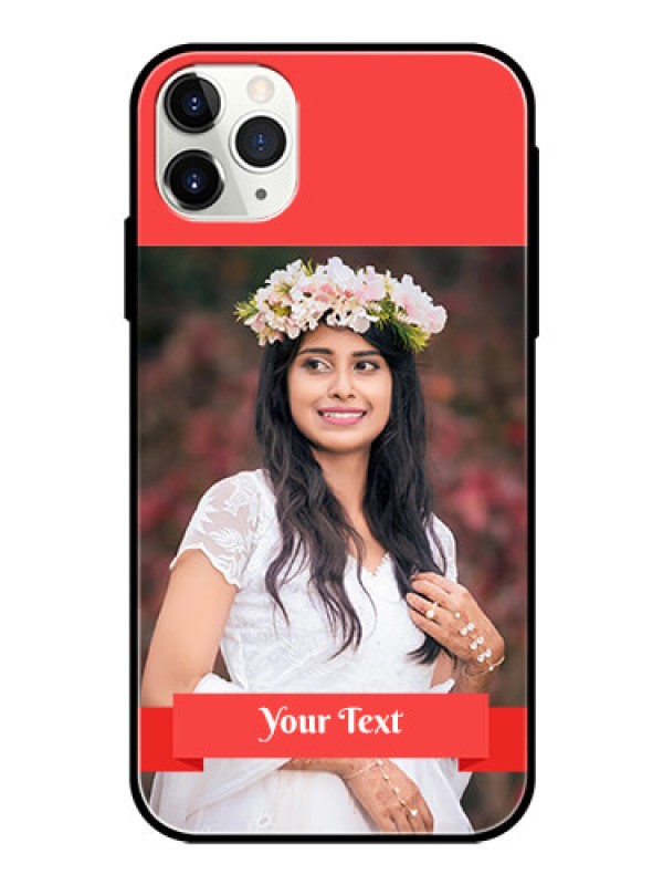 Custom Apple iPhone 11 Pro Max Custom Glass Phone Case  - Simple Red Color Design