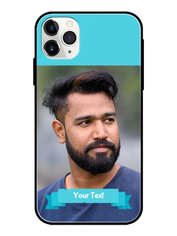 Custom Apple iPhone 11 Pro Max Personalized Glass Phone Case  - Simple Blue Color Design