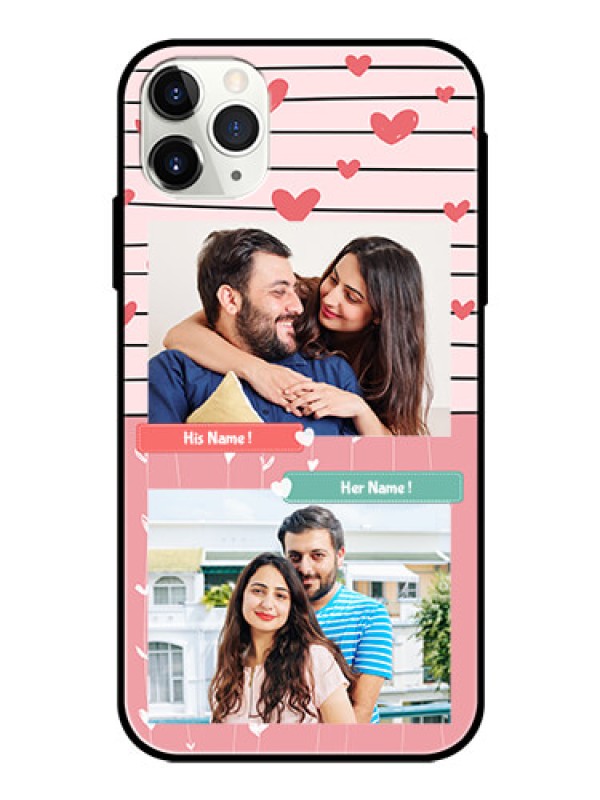 Custom Apple iPhone 11 Pro Max Custom Glass Mobile Case  - Photo with Heart Design