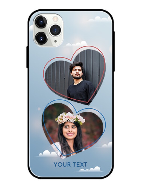 Custom Apple iPhone 11 Pro Max Custom Glass Mobile Case  - Blue Color Couple Design 