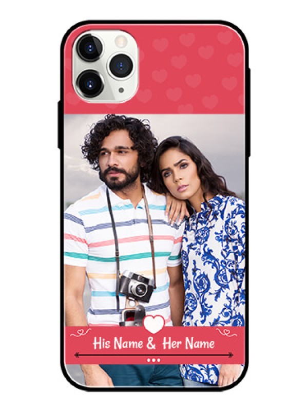 Custom Apple iPhone 11 Pro Max Photo Printing on Glass Case  - Simple Love Design