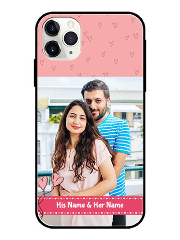 Custom Apple iPhone 11 Pro Max Personalized Glass Phone Case  - Love Design Peach Color