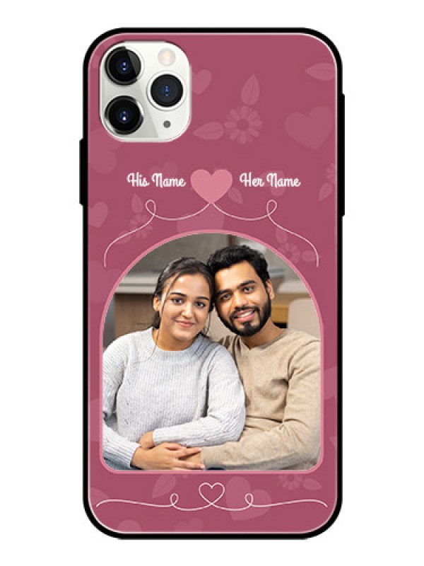 Custom Apple iPhone 11 Pro Max Photo Printing on Glass Case  - Love Floral Design