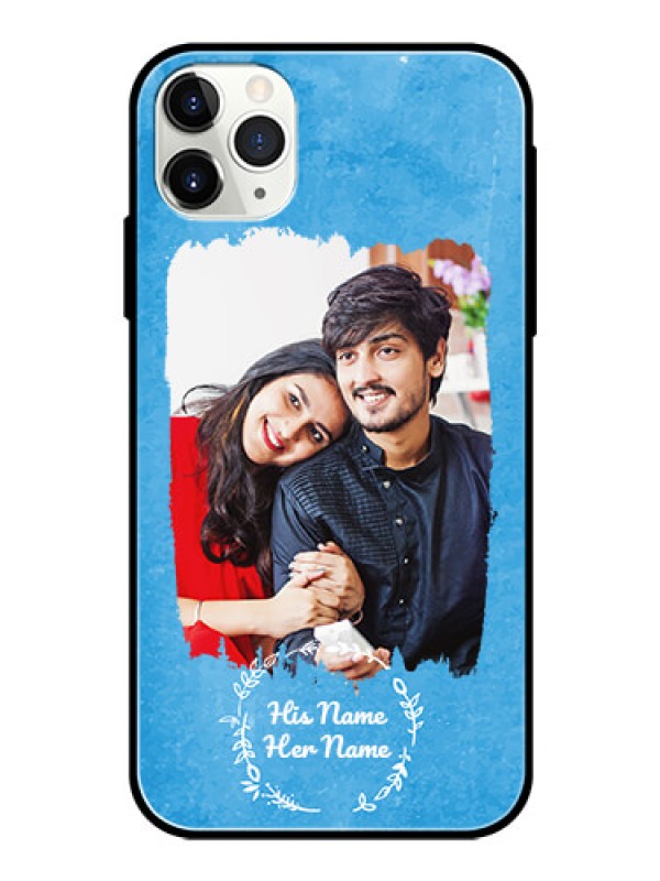 Custom iPhone 11 Pro Max Custom Glass Phone Case - Blue Color Vintage Design