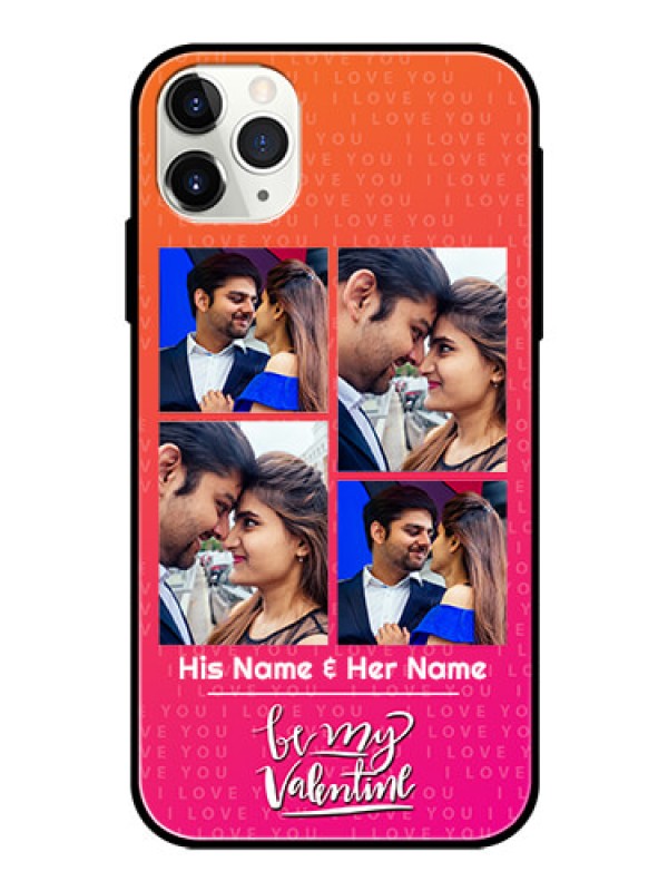 Custom Apple iPhone 11 Pro Max Custom Glass Phone Case  - I Love You Pink Design