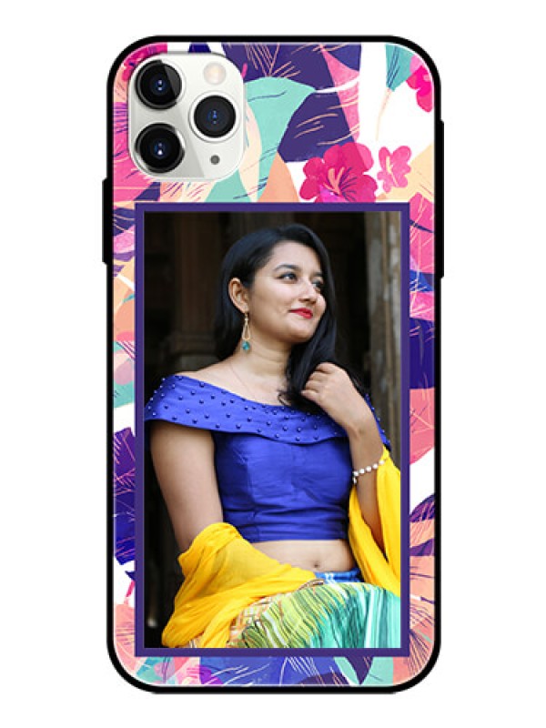 Custom Apple iPhone 11 Pro Max Custom Glass Mobile Case  - Abstract Floral Design