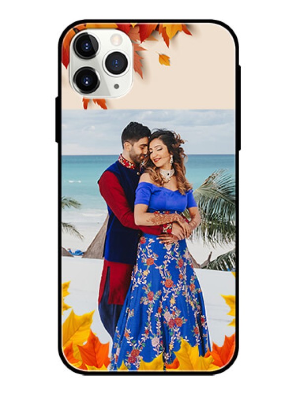 Custom Apple iPhone 11 Pro Max Photo Printing on Glass Case  - Autumn Maple Leaves Design