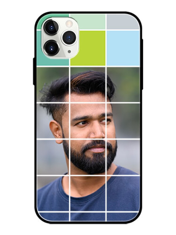Custom Apple iPhone 11 Pro Max Photo Printing on Glass Case  - with white box pattern 