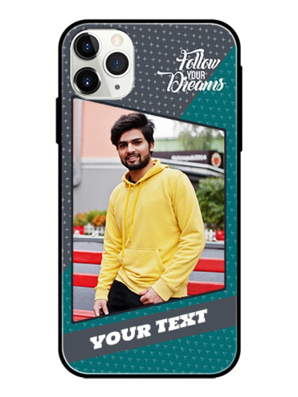 Custom Apple iPhone 11 Pro Max Personalized Glass Phone Case  - Background Pattern Design with Quote