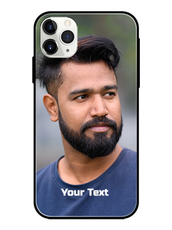 Custom Iphone 11 Pro Max Glass Mobile Cover: Photo with Text