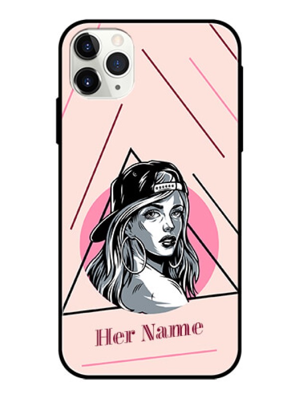Custom iPhone 11 Pro Max Personalized Glass Phone Case - Rockstar Girl Design