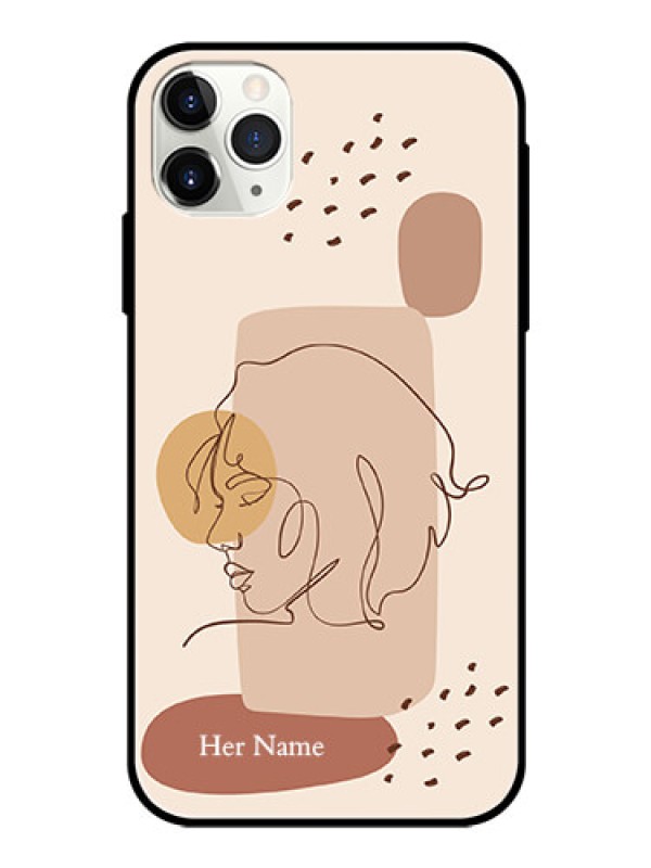 Custom iPhone 11 Pro Max Photo Printing on Glass Case - Calm Woman line art Design