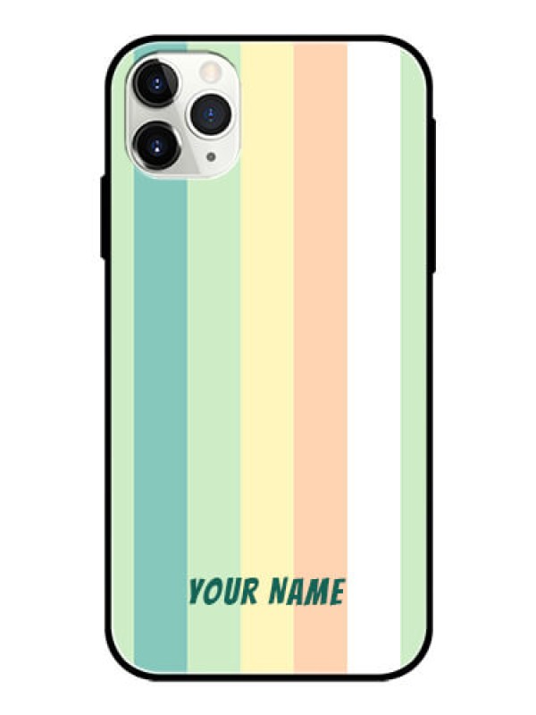 Custom iPhone 11 Pro Max Photo Printing on Glass Case - Multi-colour Stripes Design