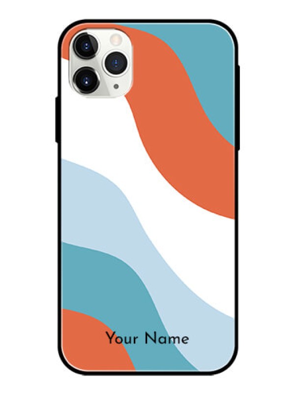 Custom iPhone 11 Pro Max Custom Glass Mobile Case - coloured Waves Design