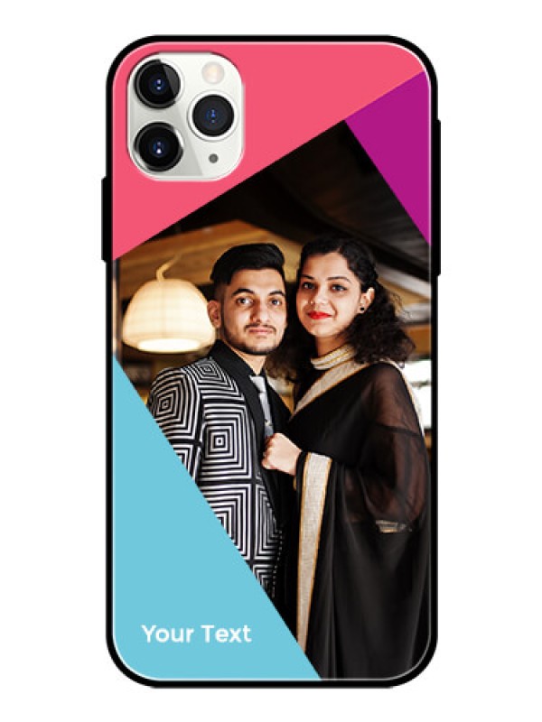 Custom iPhone 11 Pro Max Custom Glass Mobile Case - Stacked Triple colour Design