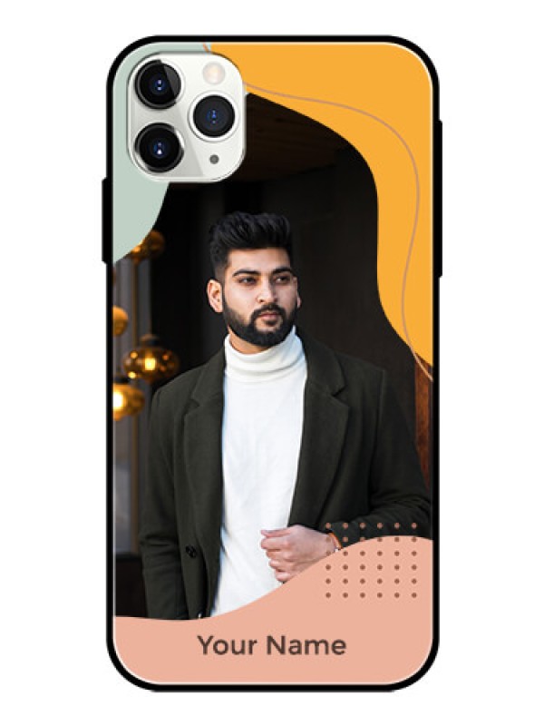Custom iPhone 11 Pro Max Personalized Glass Phone Case - Tri-coloured overlay design