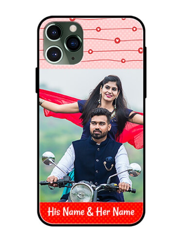 Custom Apple iPhone 11 Pro Personalized Glass Phone Case  - Red Pattern Case Design