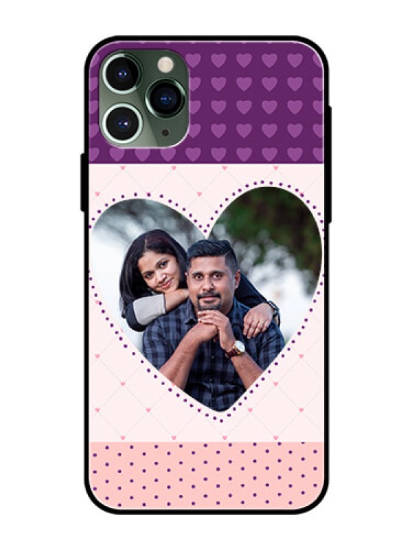 Custom Apple iPhone 11 Pro Custom Glass Phone Case  - Violet Love Dots Design