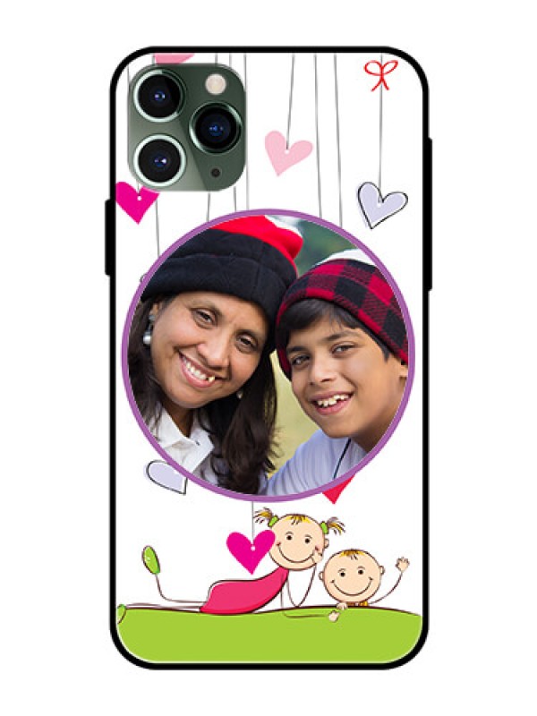 Custom Apple iPhone 11 Pro Photo Printing on Glass Case  - Cute Kids Phone Case Design