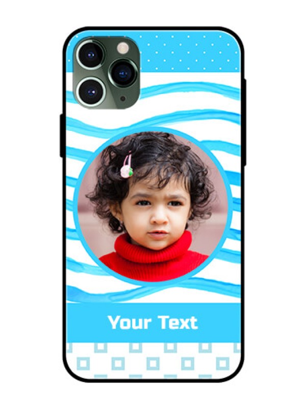 Custom Apple iPhone 11 Pro Custom Glass Phone Case  - Simple Blue Case Design