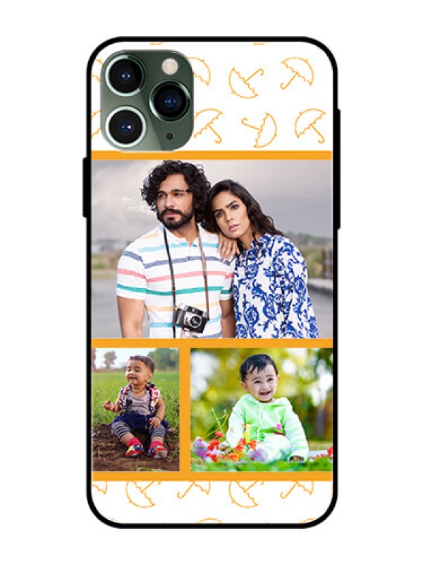Custom Apple iPhone 11 Pro Custom Glass Mobile Case  - Yellow Pattern Design