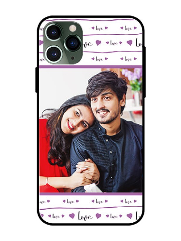 Custom Apple iPhone 11 Pro Custom Glass Mobile Case  - Couples Heart Design