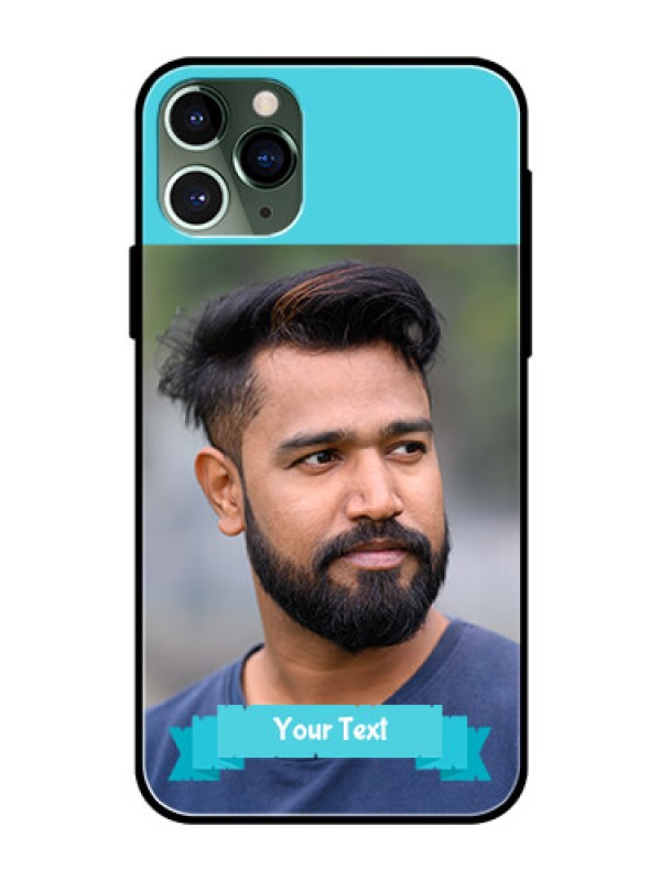 Custom Apple iPhone 11 Pro Personalized Glass Phone Case  - Simple Blue Color Design
