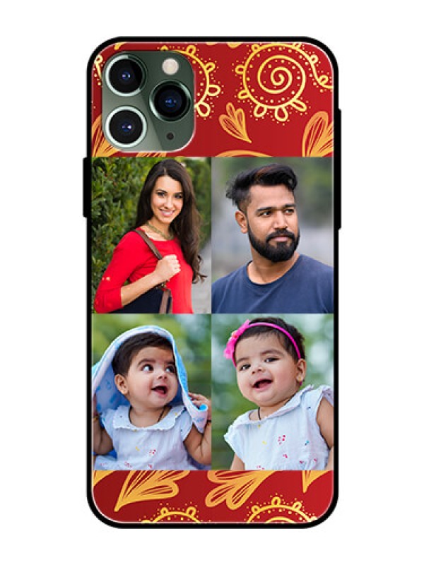 Custom Apple iPhone 11 Pro Photo Printing on Glass Case  - 4 Image Traditional Design