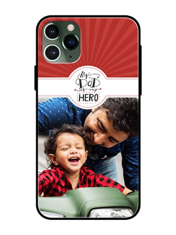 Custom Apple iPhone 11 Pro Photo Printing on Glass Case  - My Dad Hero Design